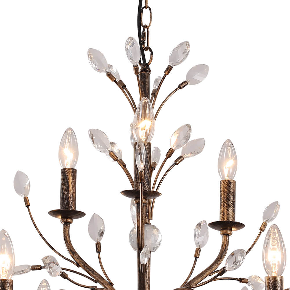 Jorne Vintage Antique Floral Crystal Chandelier-Neutral Decor
