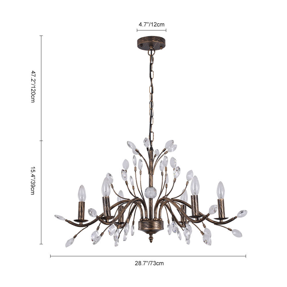 Jorne Vintage Antique Floral Crystal Chandelier-Neutral Decor