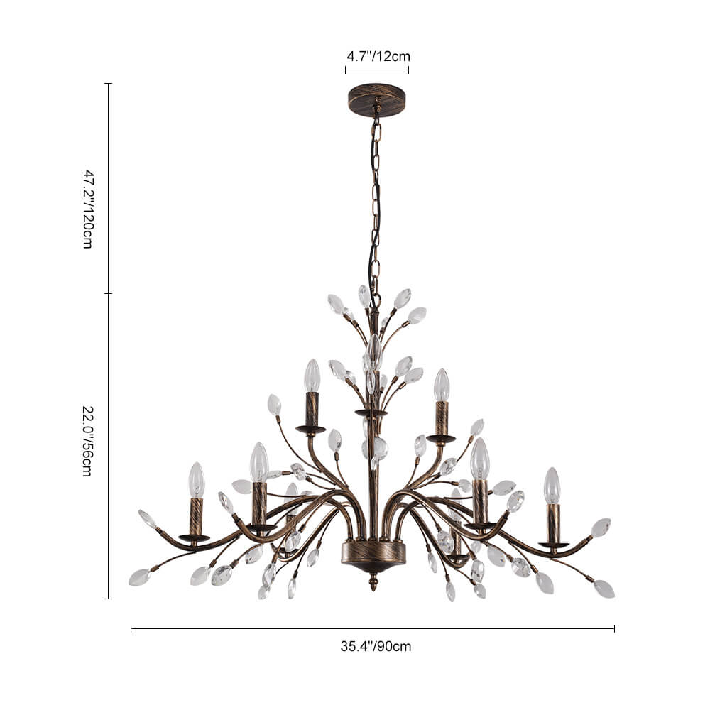 Jorne Vintage Antique Floral Crystal Chandelier-Neutral Decor