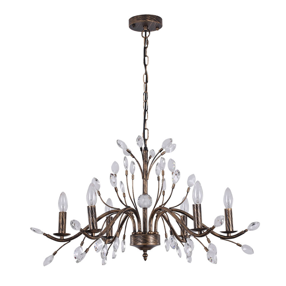 Jorne Vintage Antique Floral Crystal Chandelier-Neutral Decor