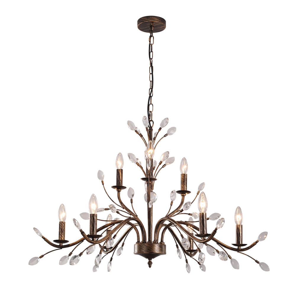 Jorne Vintage Antique Floral Crystal Chandelier-Neutral Decor