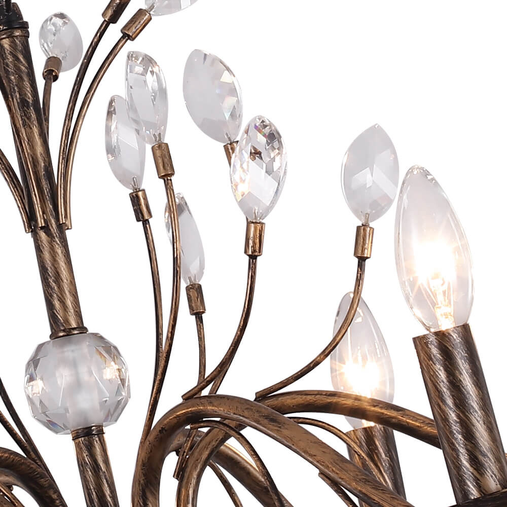 Jorne Vintage Antique Floral Crystal Chandelier-Neutral Decor