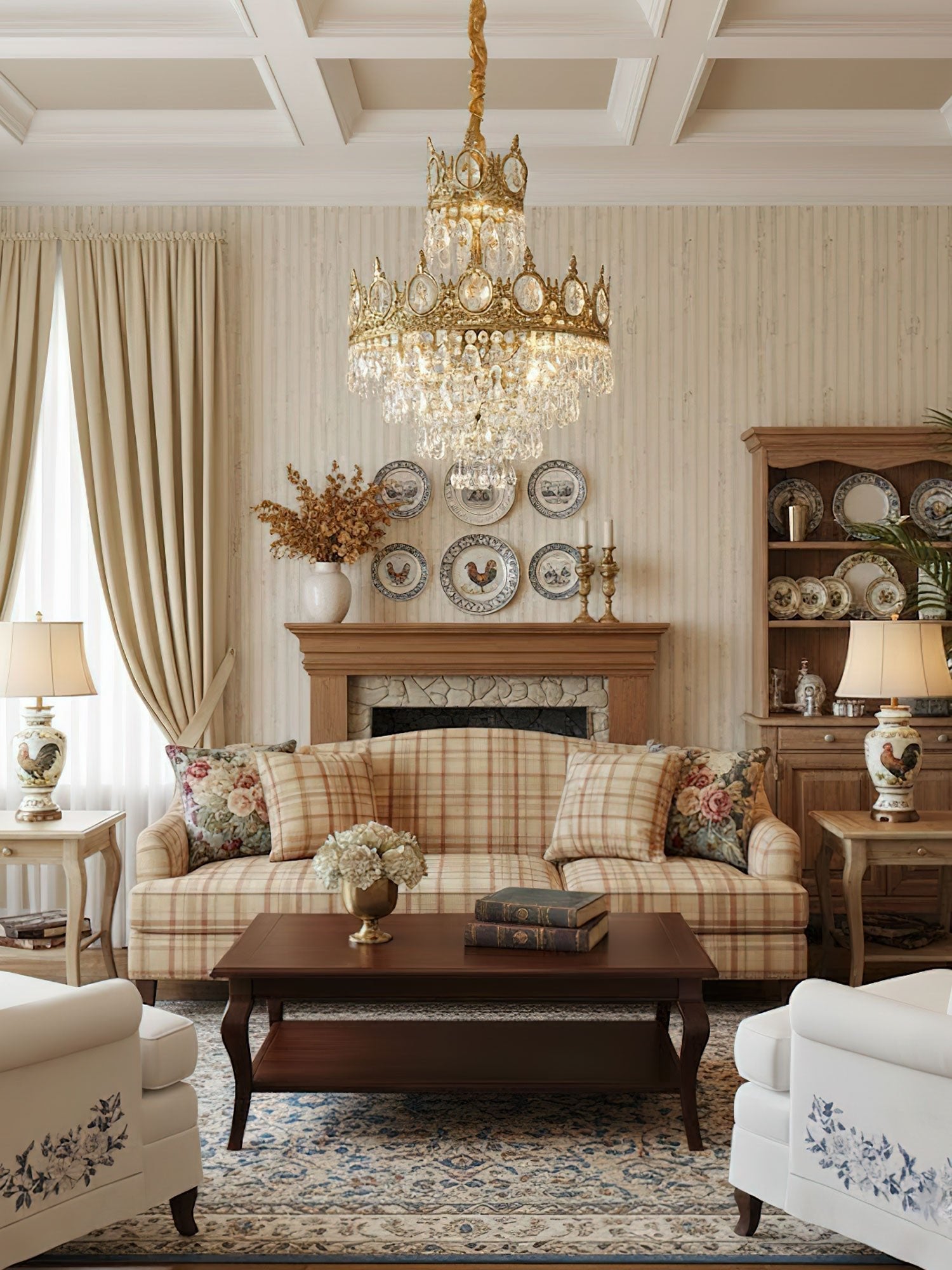 Vintage Crystal Chandelier-Neutral Decor
