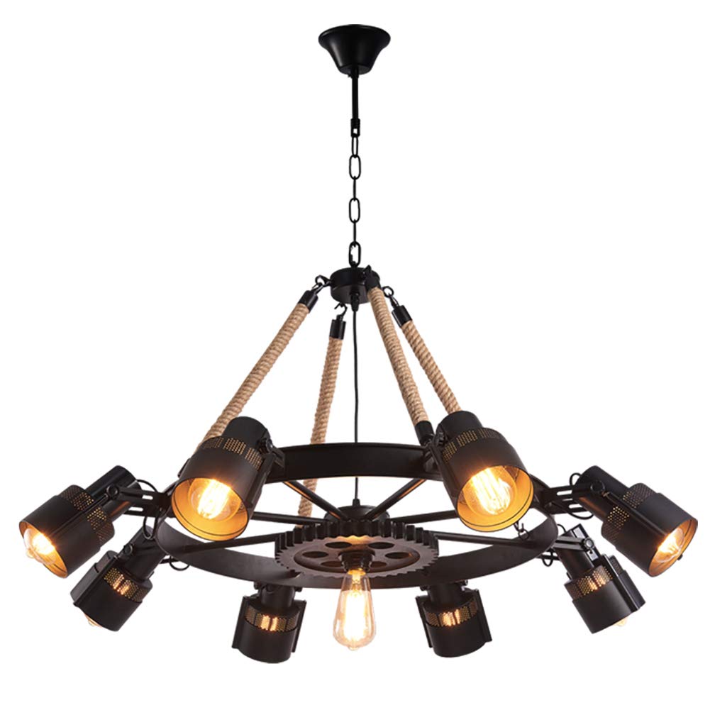 Epoch Industrial LED Pendant Light Black Metal/Rope Cafe/Bar - Neutral Decor