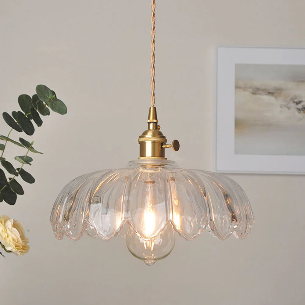 Valentina Retro LED Pendant Light Colourful Glass/Metal Flower Dining Room - Neutral Decor