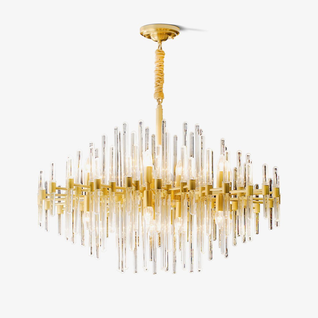 Jorine Chandelier Antique Brass Starburst-Neutral Decor