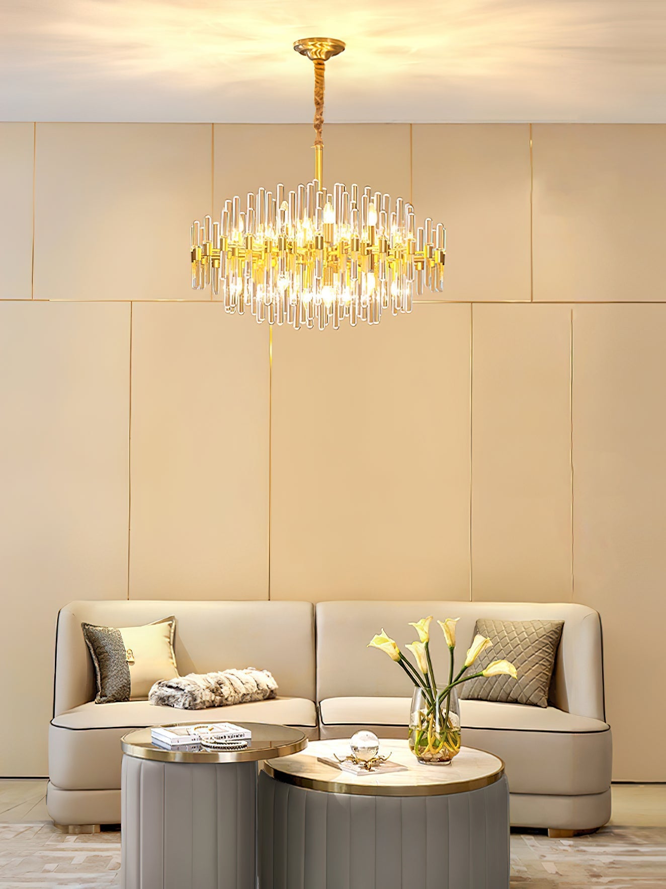 Jorine Chandelier Antique Brass Starburst-Neutral Decor