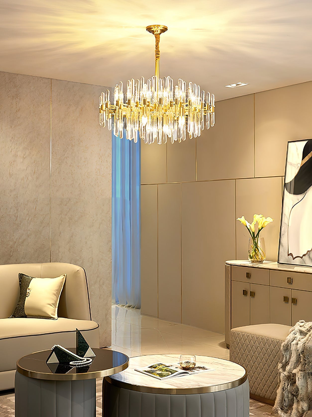 Jorine Chandelier Antique Brass Starburst-Neutral Decor