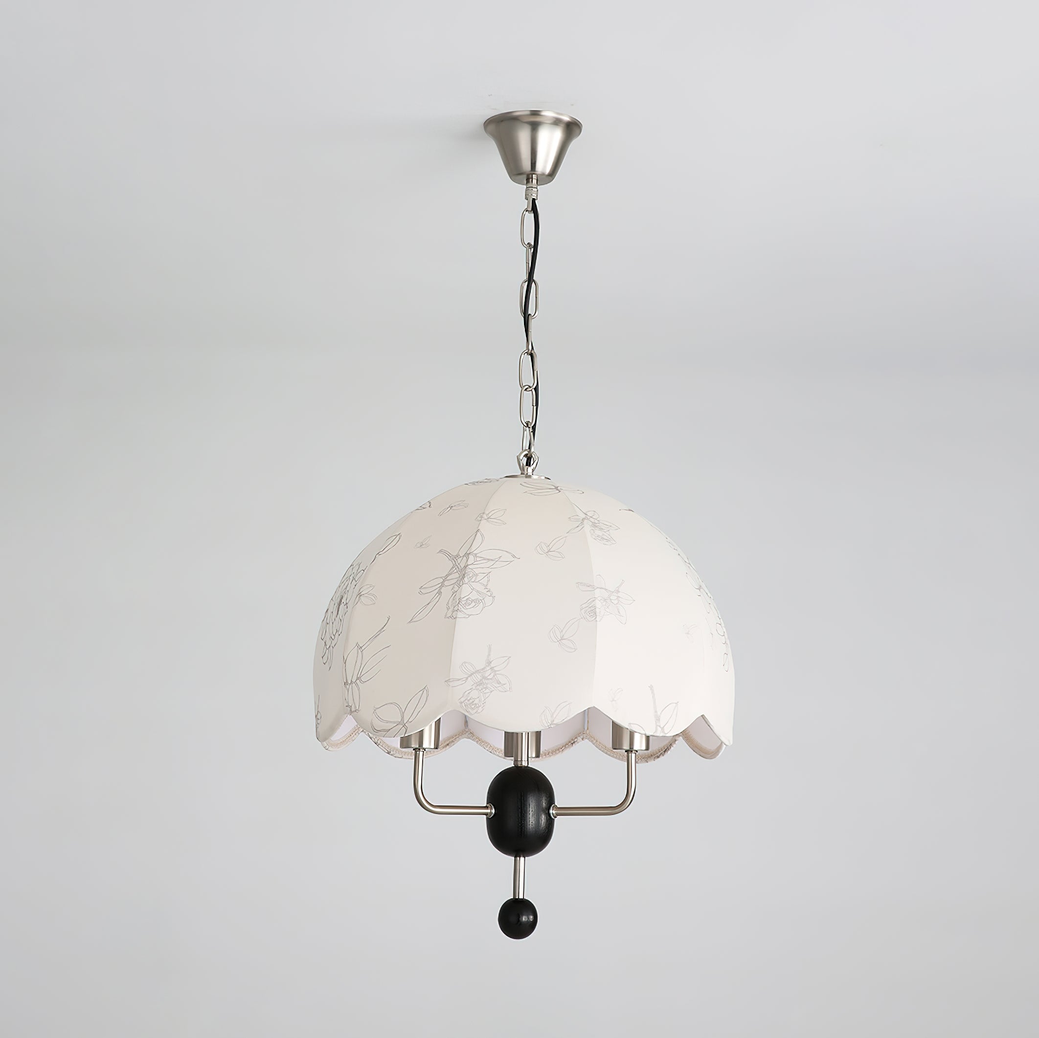 Ervaren Vintage Bloom Fabric Wood Pendant Lamp-Neutral Decor