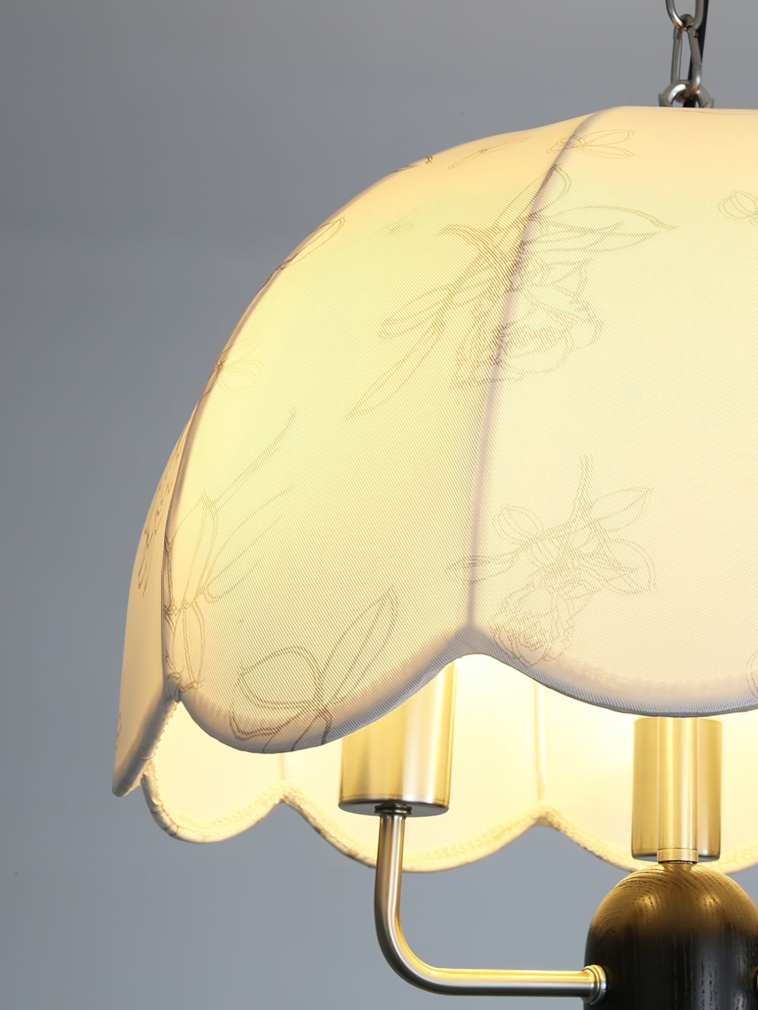 Ervaren Vintage Bloom Fabric Wood Pendant Lamp-Neutral Decor