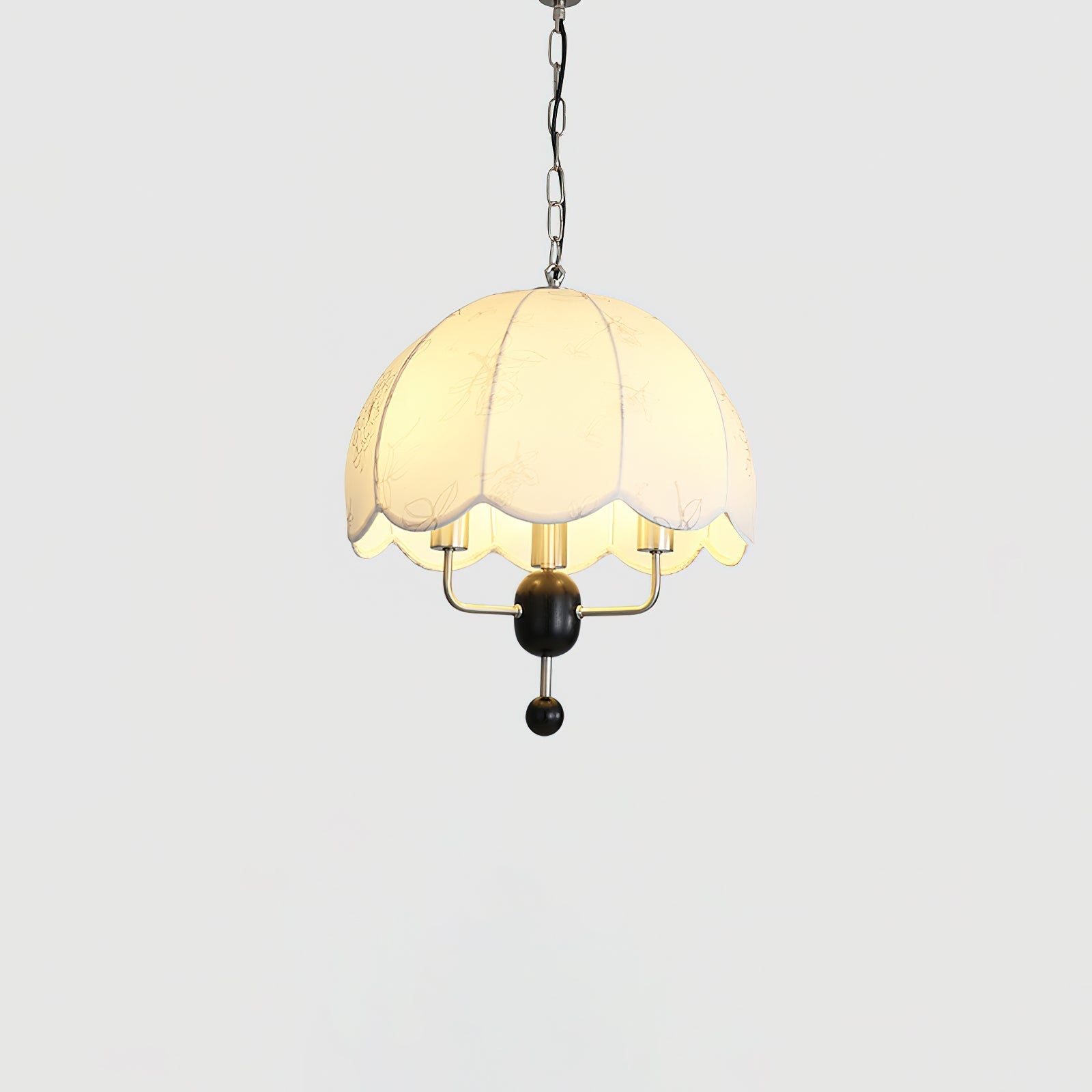 Ervaren Vintage Bloom Fabric Wood Pendant Lamp-Neutral Decor