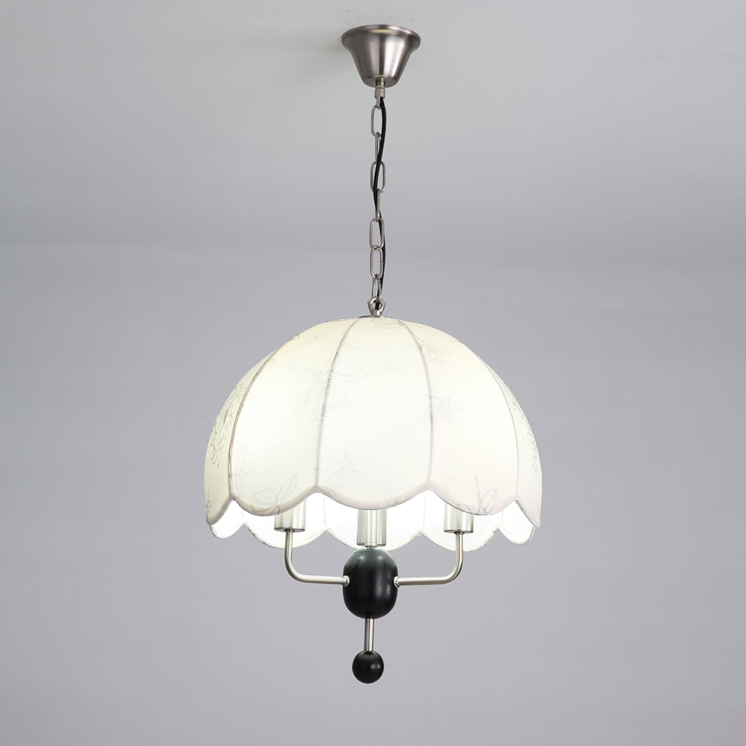 Ervaren Vintage Bloom Fabric Wood Pendant Lamp-Neutral Decor