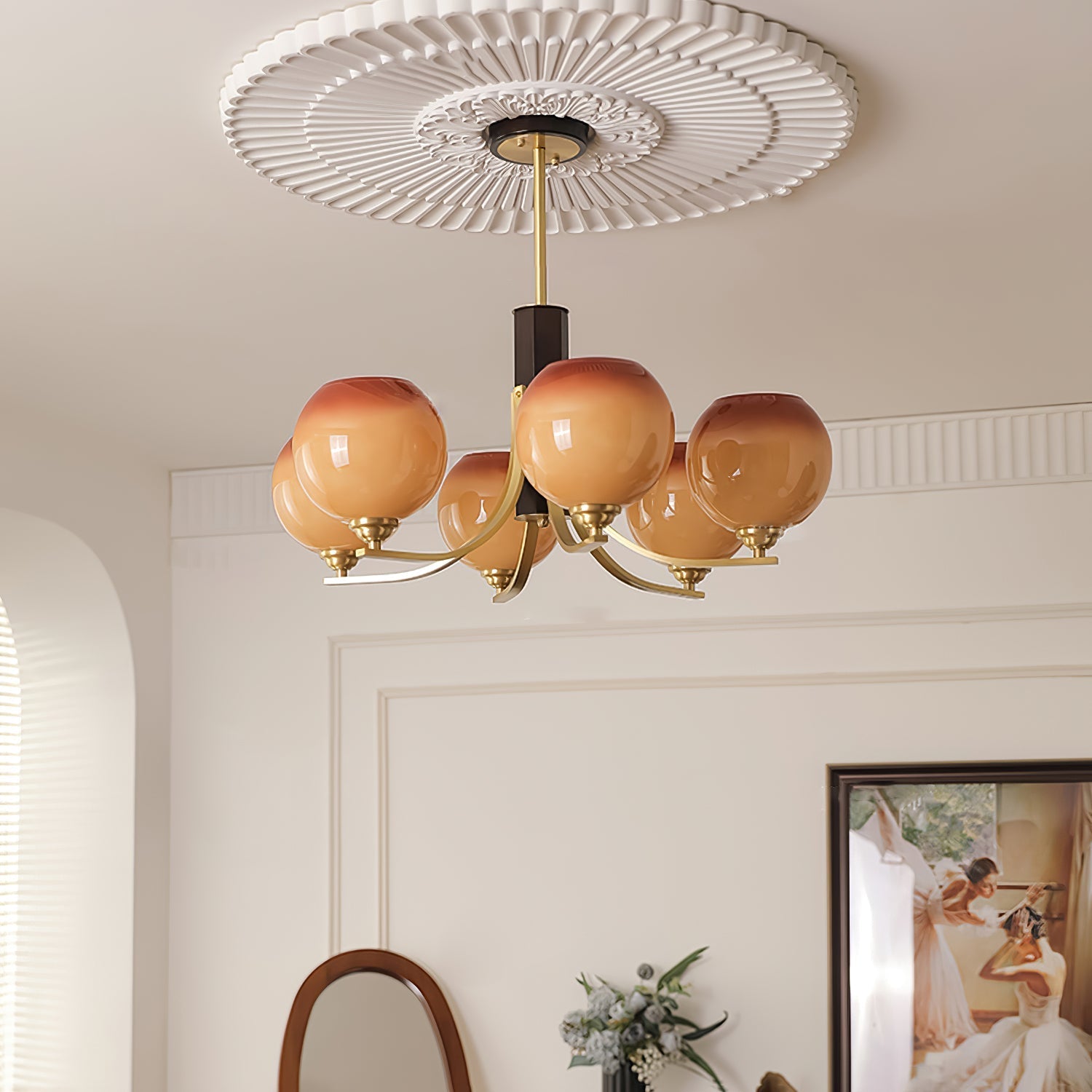 Aurora Chandelier Vintage Caramel Globe-Neutral Decor