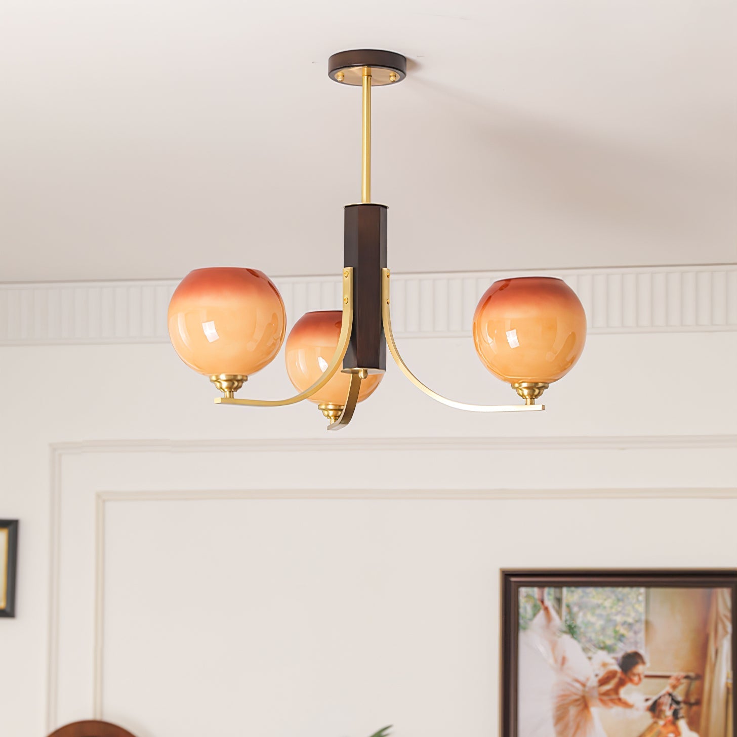 Aurora Chandelier Vintage Caramel Globe-Neutral Decor