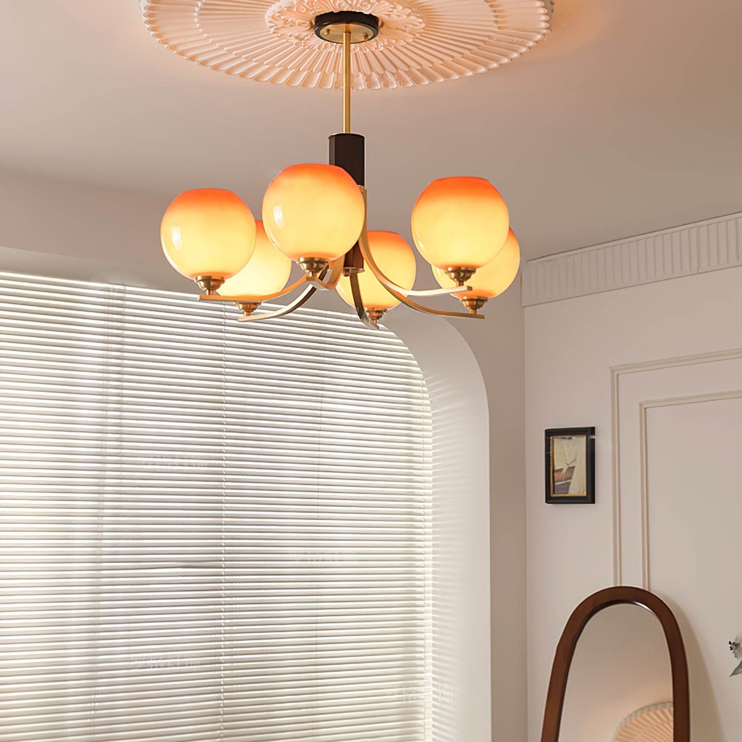 Aurora Chandelier Vintage Caramel Globe-Neutral Decor