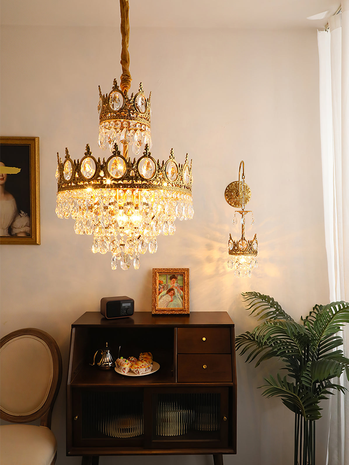 Kostix Pendant Lamp Vintage Crystal Droplets-Neutral Decor