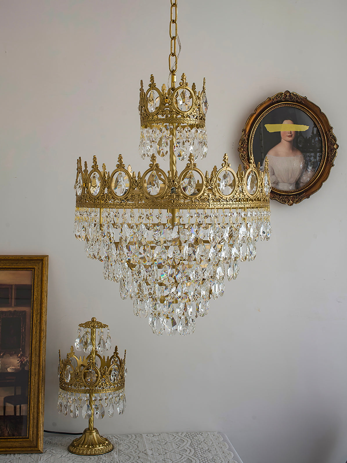 Kostix Pendant Lamp Vintage Crystal Droplets-Neutral Decor