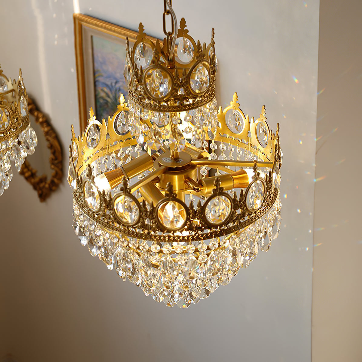 Vintage Crystal Chandelier-Neutral Decor