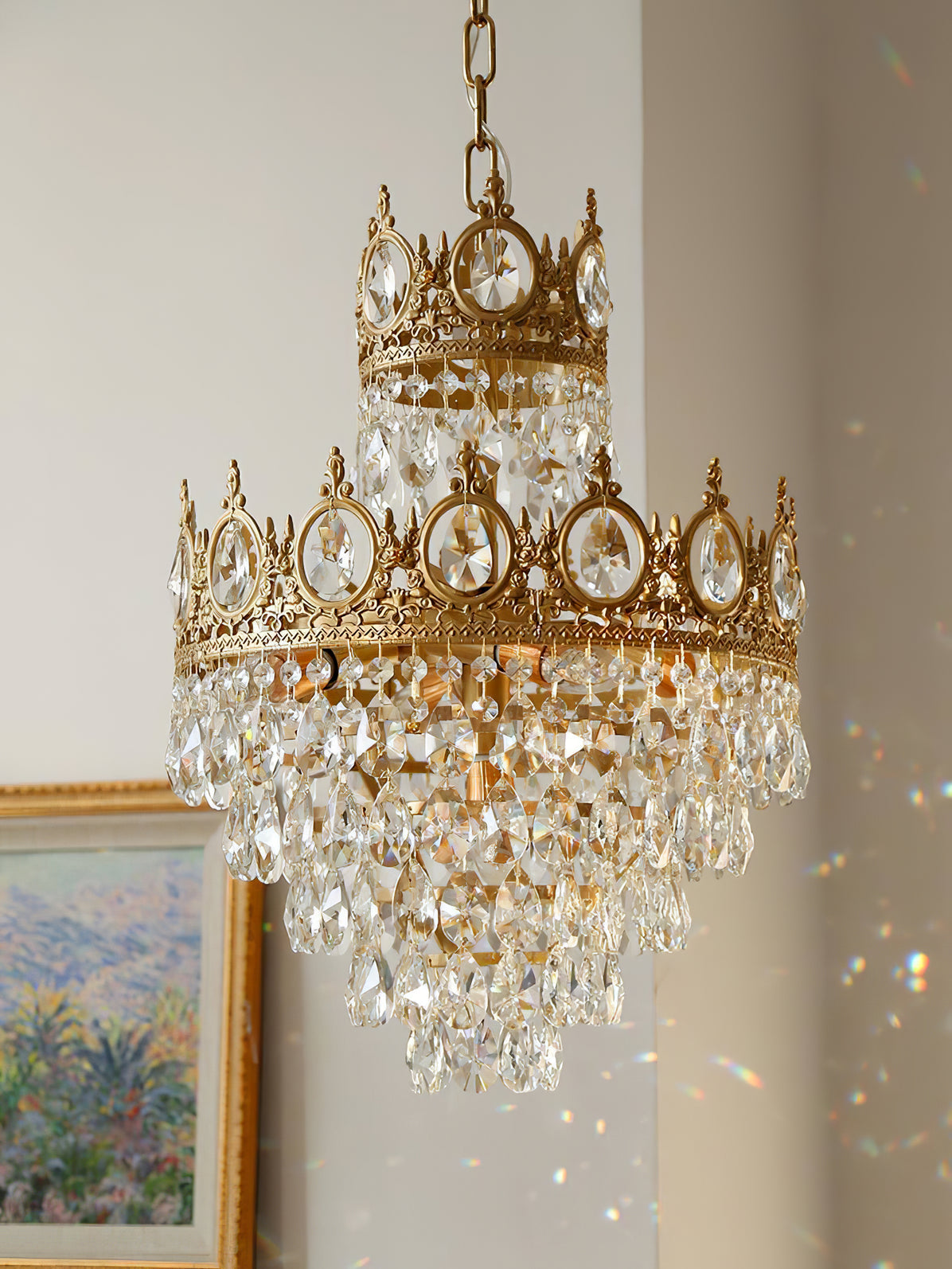 Vintage Crystal Chandelier-Neutral Decor