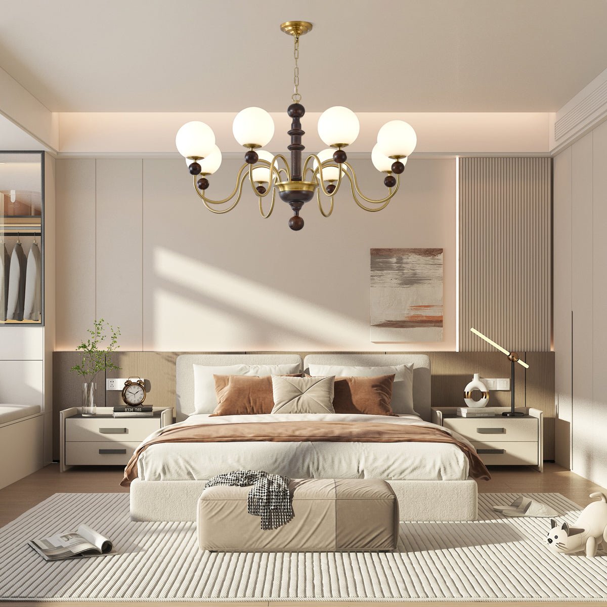 Aurora Chandelier Vintage Curved Sphere-Neutral Decor