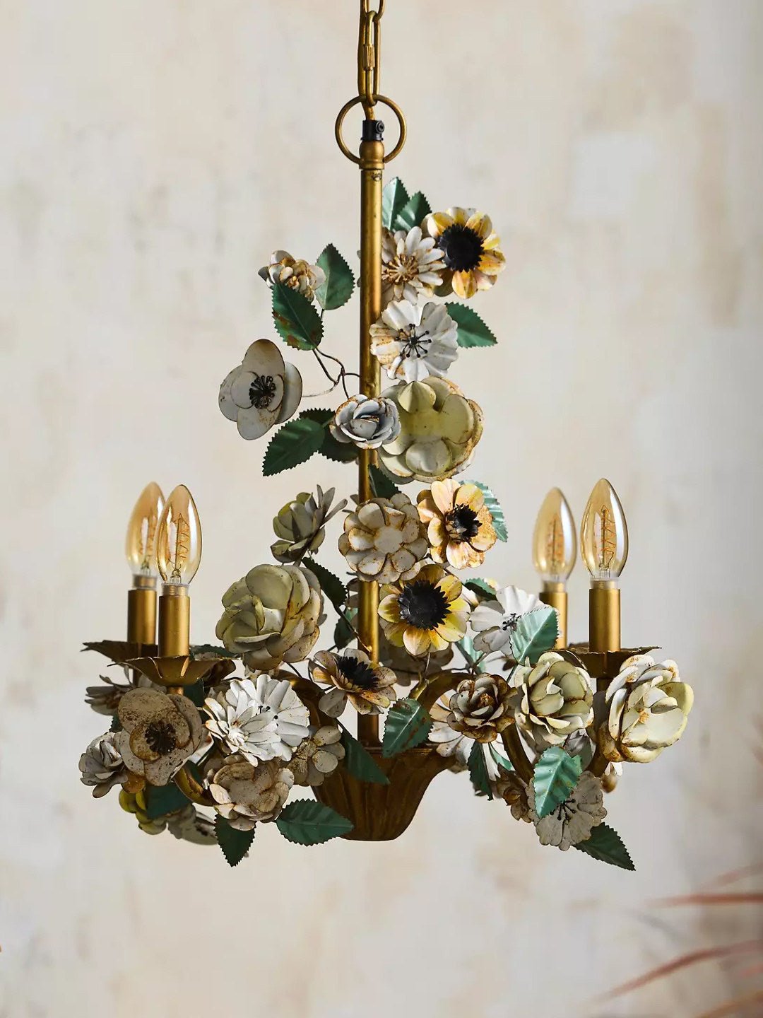 Vintage Floral Chandelier-Neutral Decor