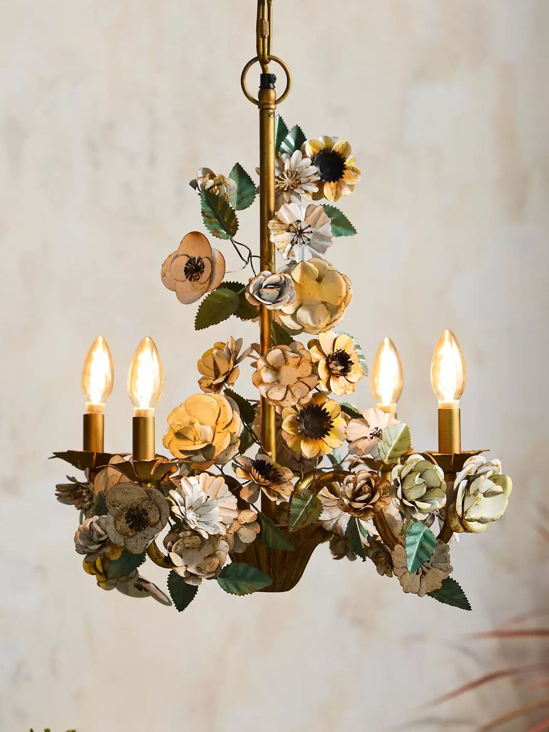 Vintage Floral Chandelier-Neutral Decor