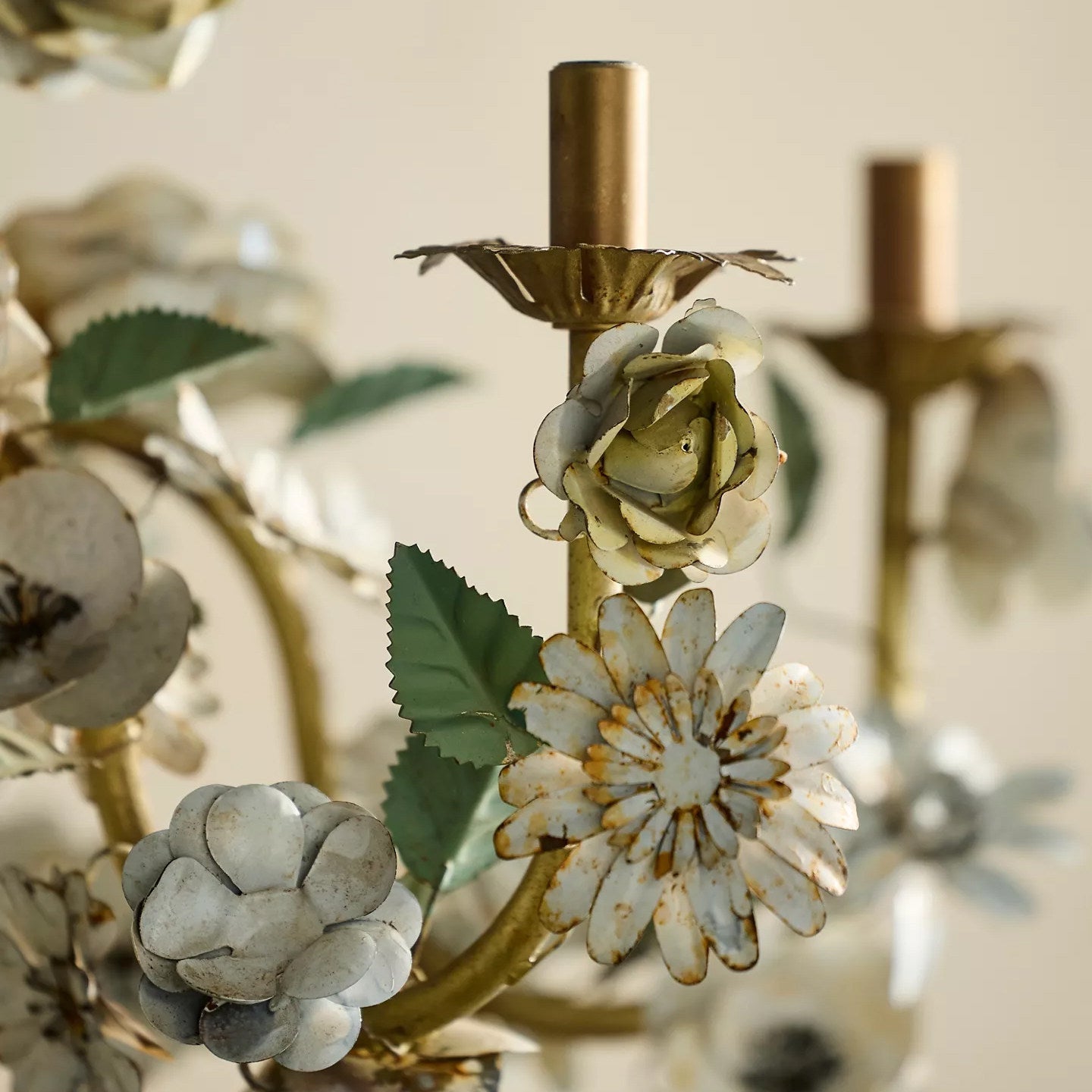 Vintage Floral Chandelier-Neutral Decor