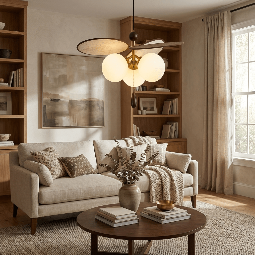 Vintage Floral Disc Chandelier-Neutral Decor