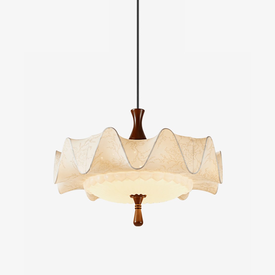 Vintage Floral Scalloped Pendant Light-Neutral Decor