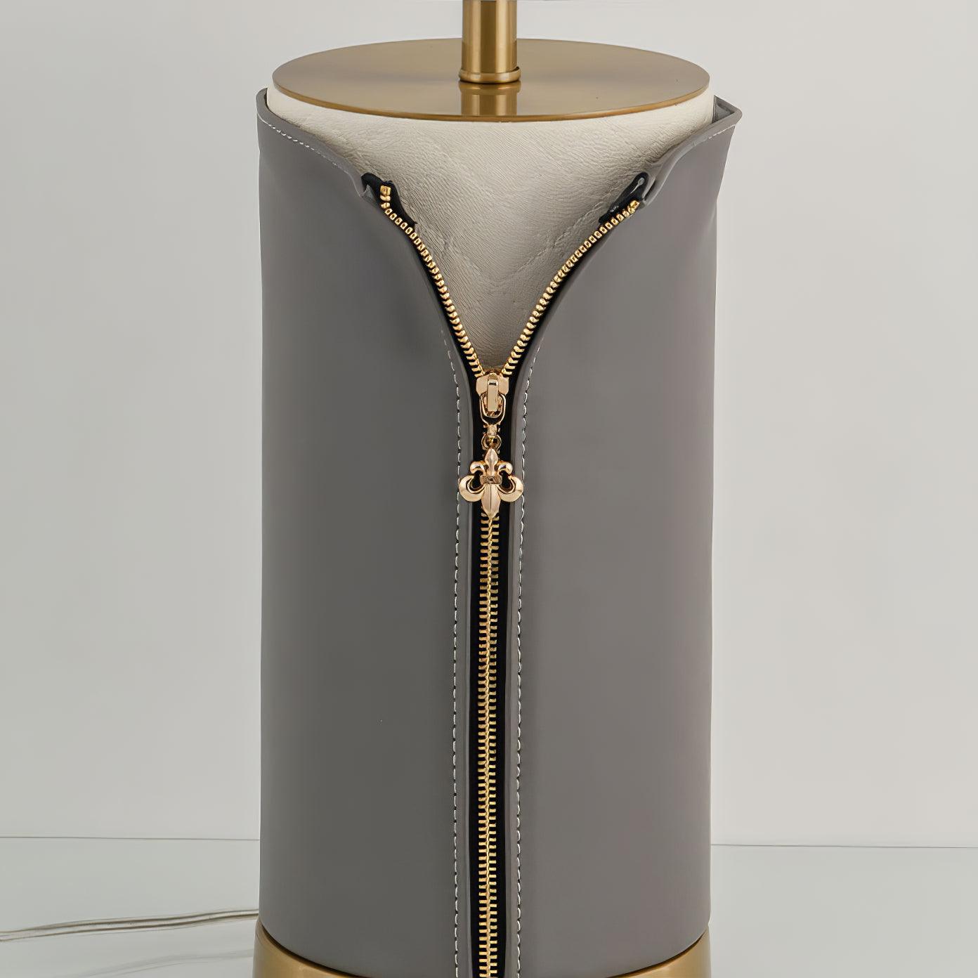Zipper Vintage Leather Table Lamp-Neutral Decor