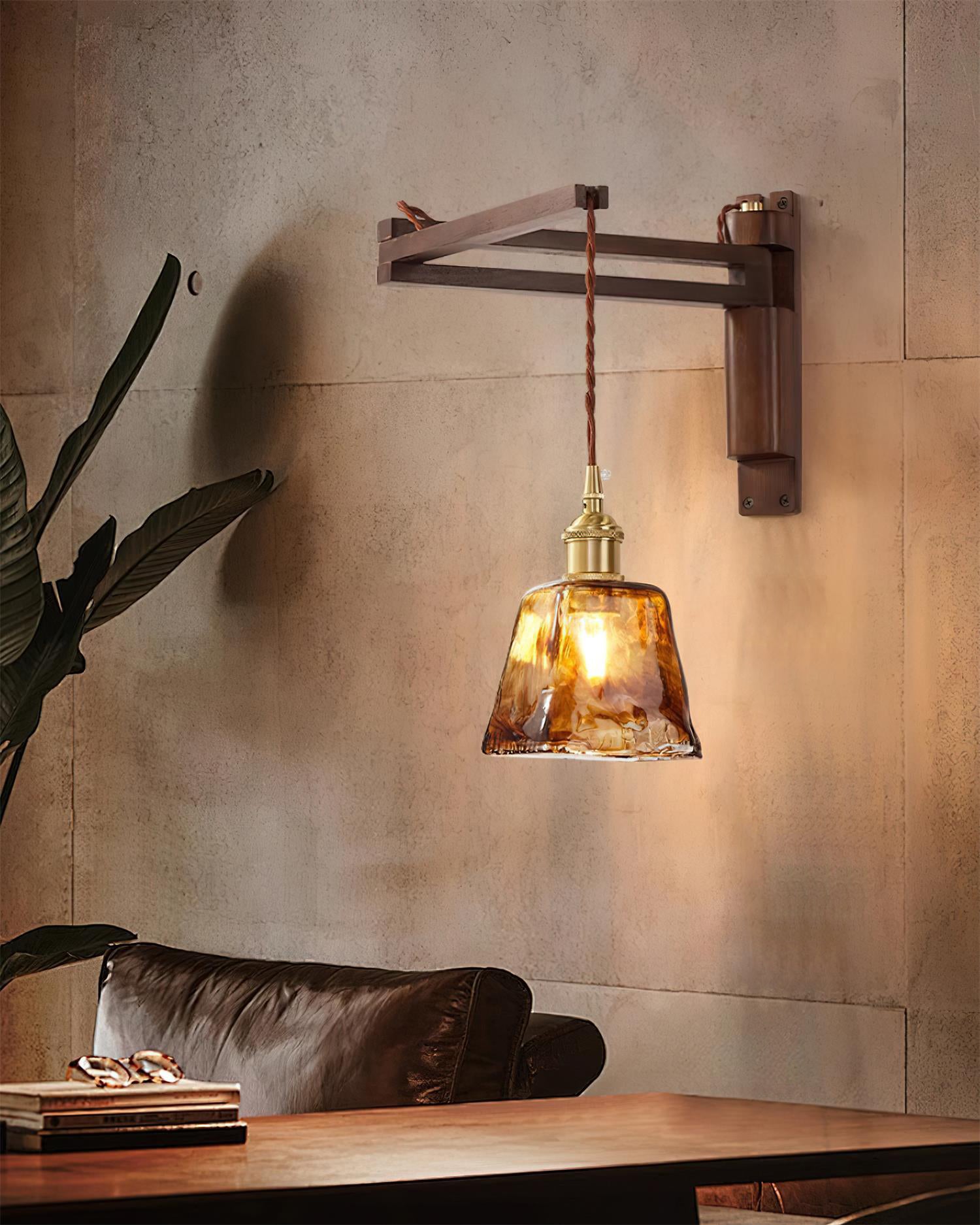 Geyla Rustic Wooden Wall Lamp