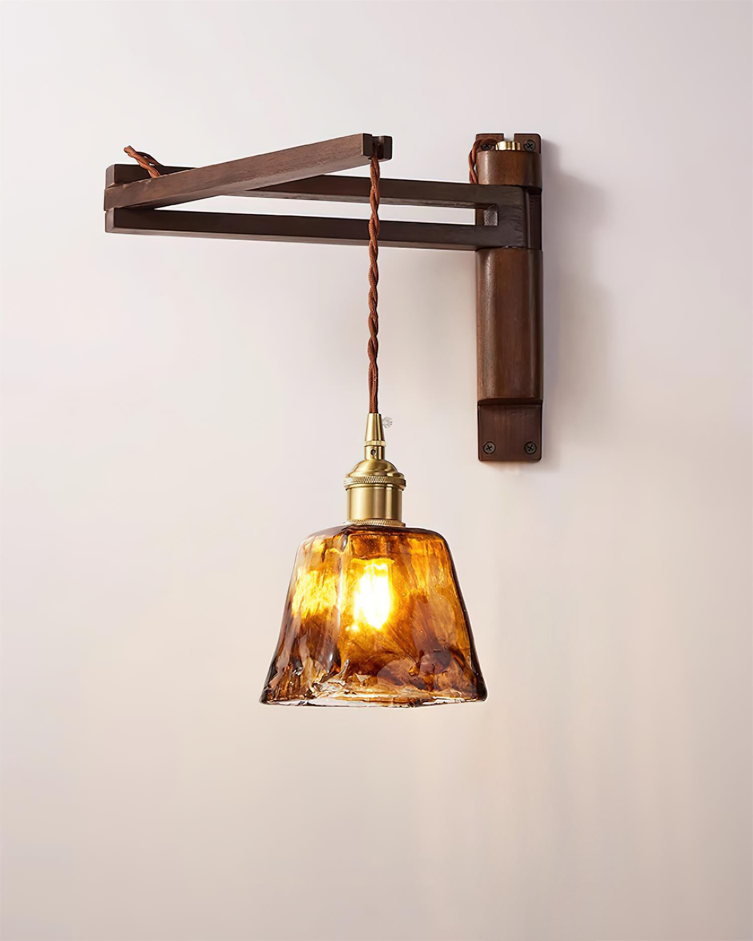 Geyla Rustic Wooden Wall Lamp