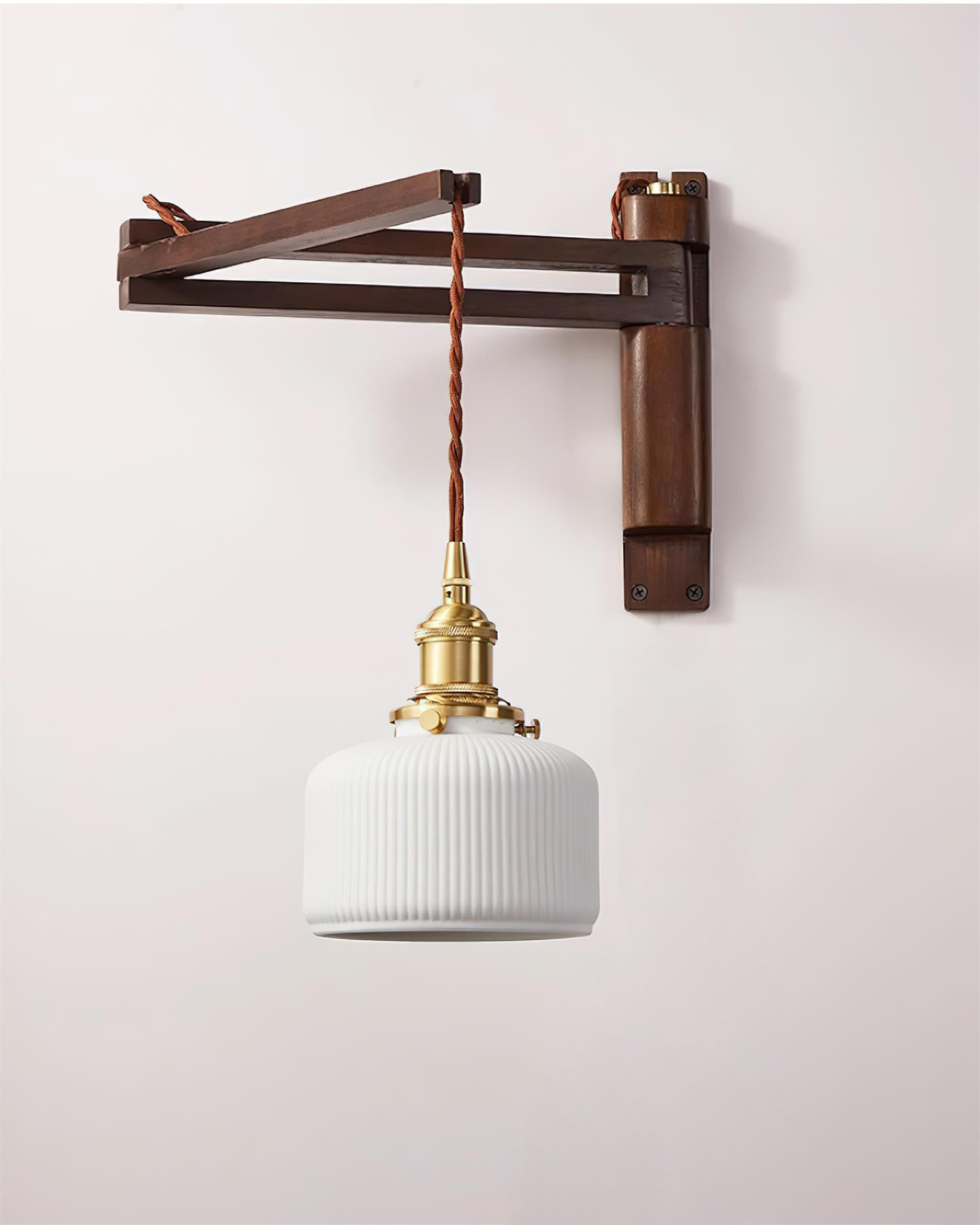 Caleno Wall Lamp Wooden Amber Glass Rustic-Neutral Decor