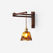 Caleno Wall Lamp Wooden Amber Glass Rustic-Neutral Decor