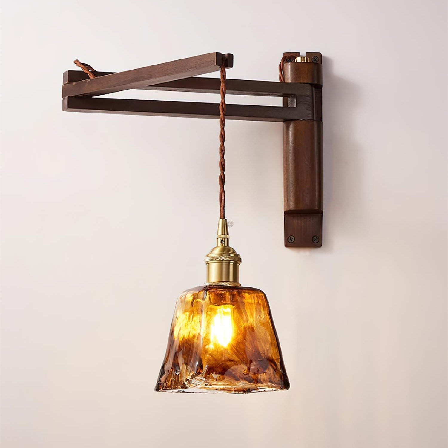 Geyla Rustic Wooden Wall Lamp
