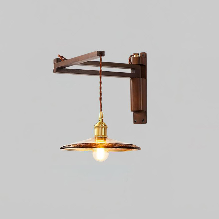 Caleno Wall Lamp Wooden Amber Glass Rustic-Neutral Decor