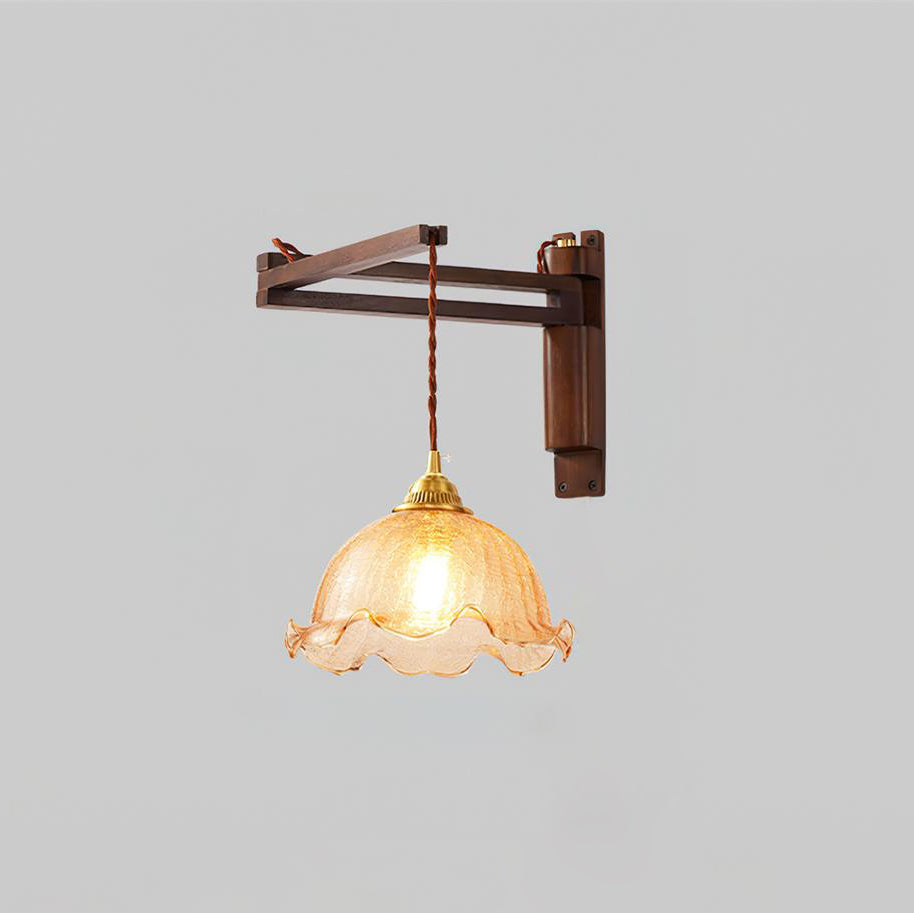 Geyla Rustic Wooden Wall Lamp