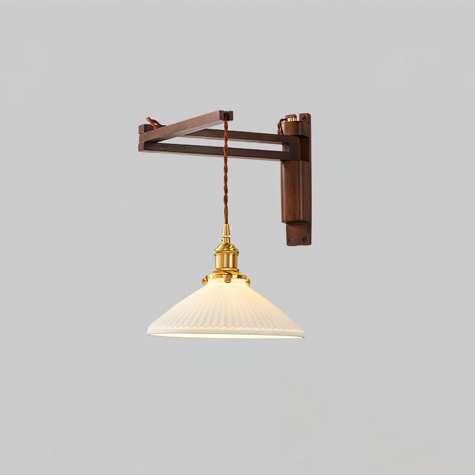 Geyla Rustic Wooden Wall Lamp