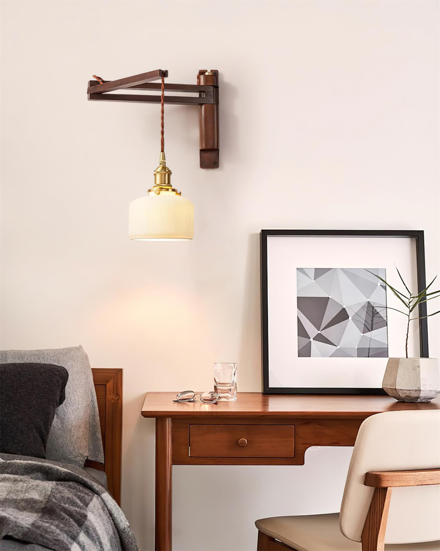 Geyla Rustic Wooden Wall Lamp
