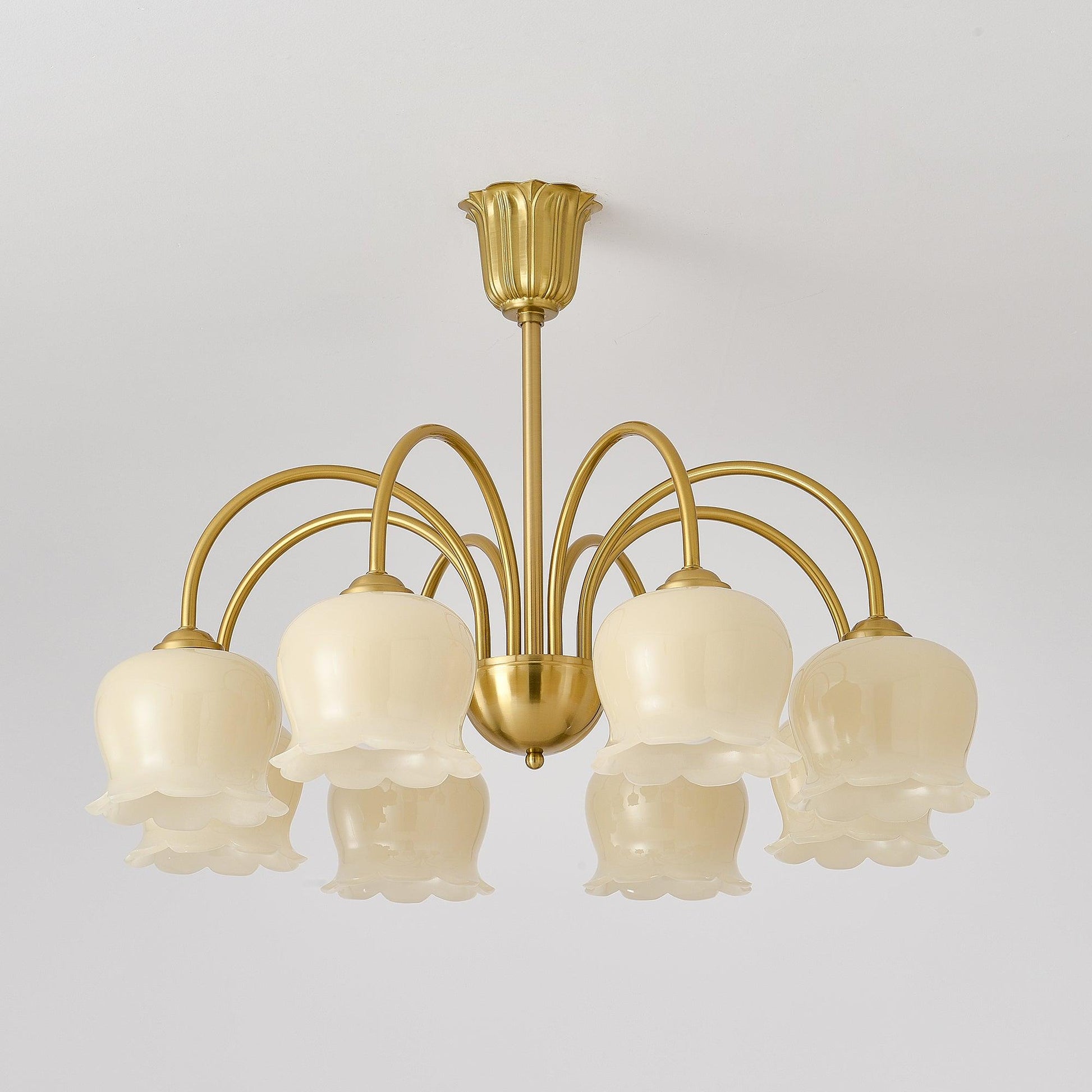 Arvella Chandelier Petal Glass Brass Floral Vintage-Neutral Decor