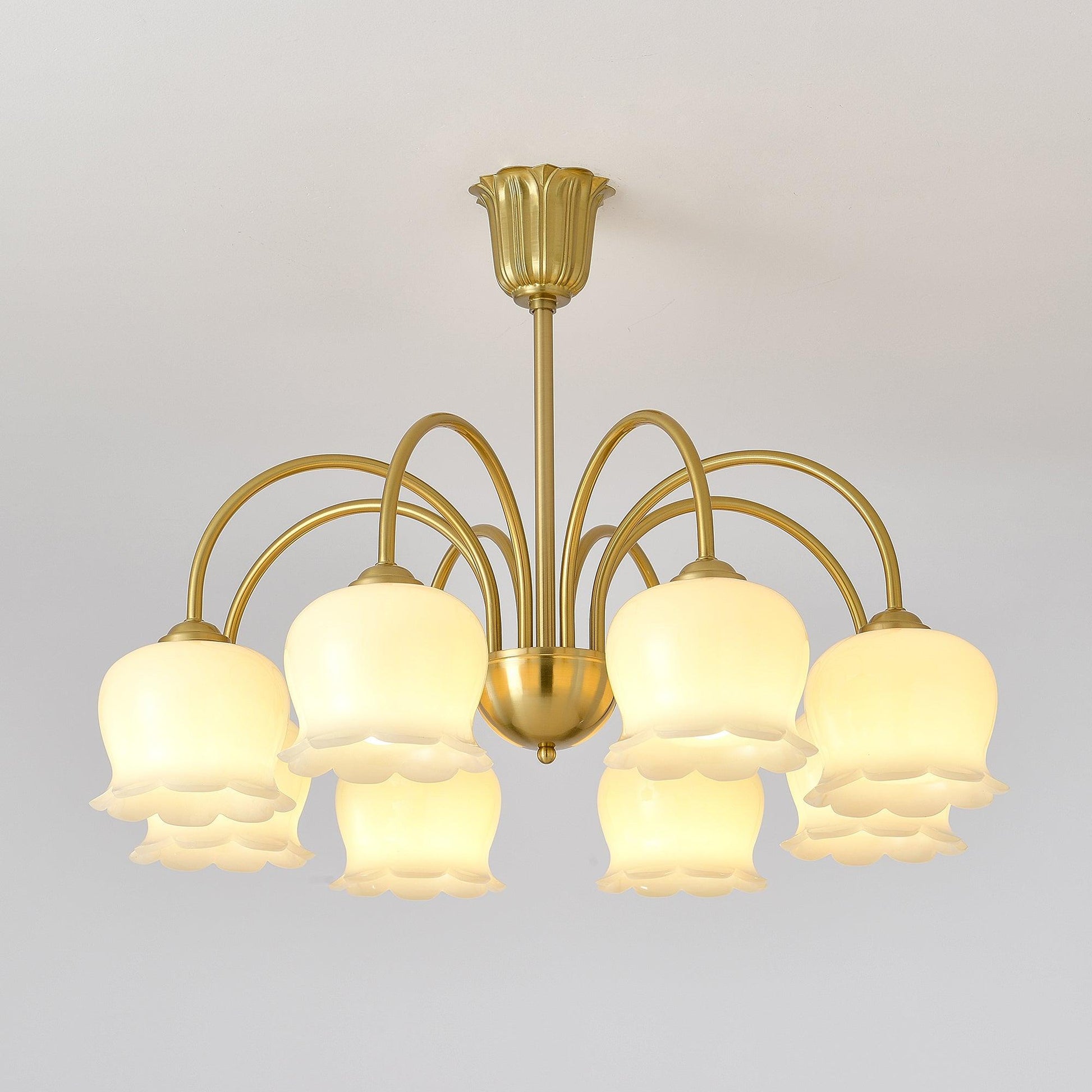 Arvella Chandelier Petal Glass Brass Floral Vintage-Neutral Decor