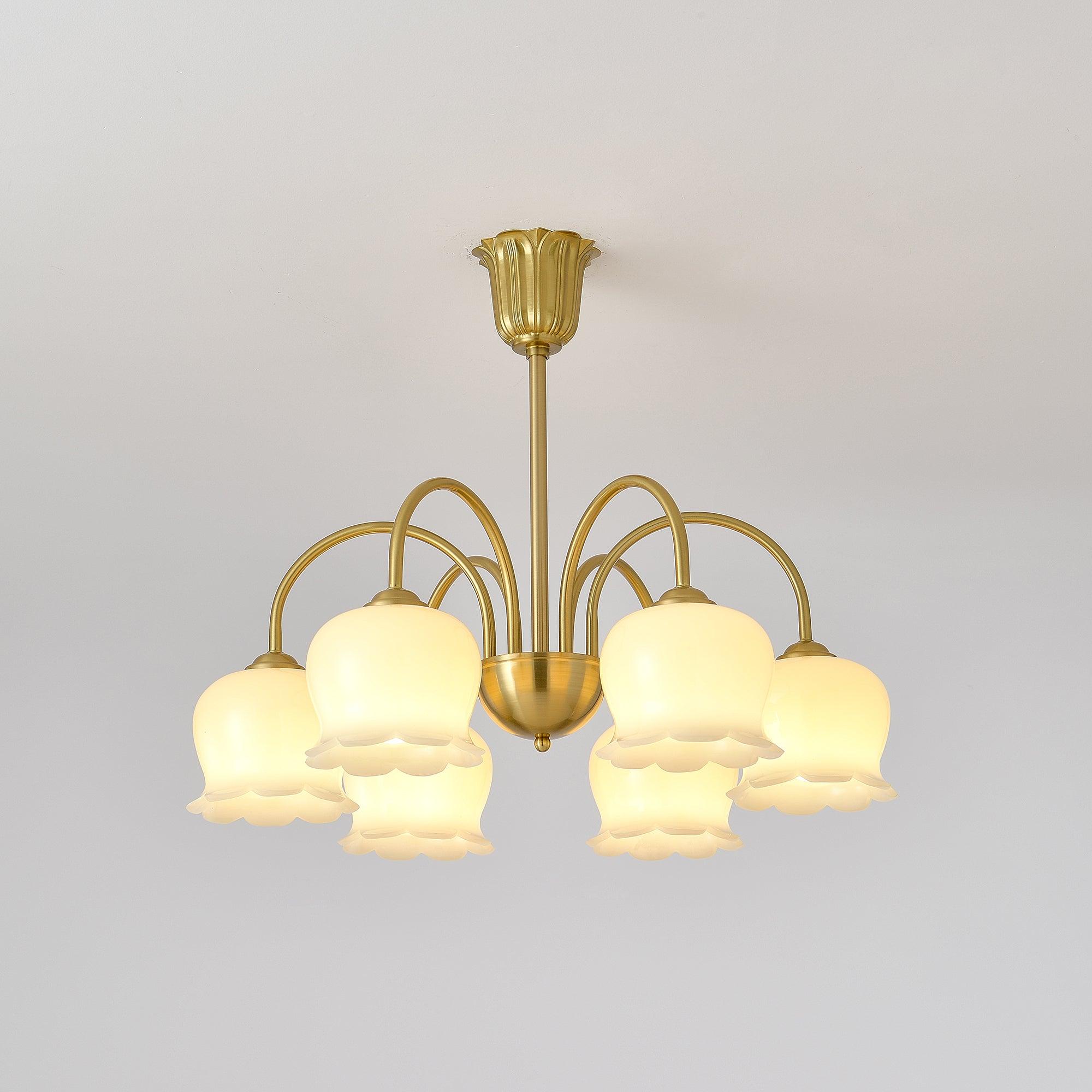 Arvella Chandelier Petal Glass Brass Floral Vintage-Neutral Decor