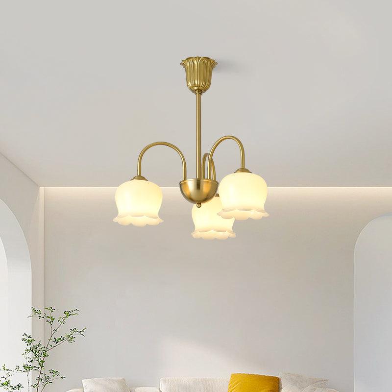 Arvella Chandelier Petal Glass Brass Floral Vintage-Neutral Decor