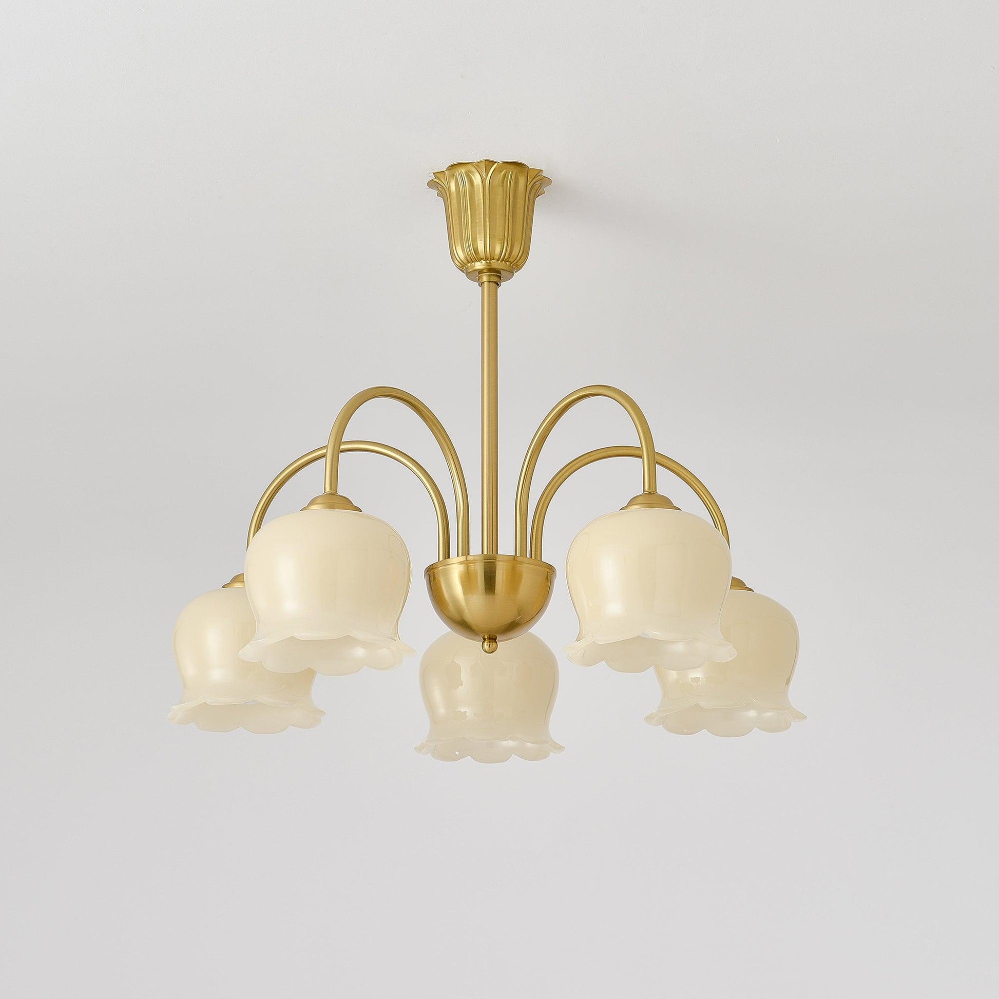 Arvella Chandelier Petal Glass Brass Floral Vintage-Neutral Decor