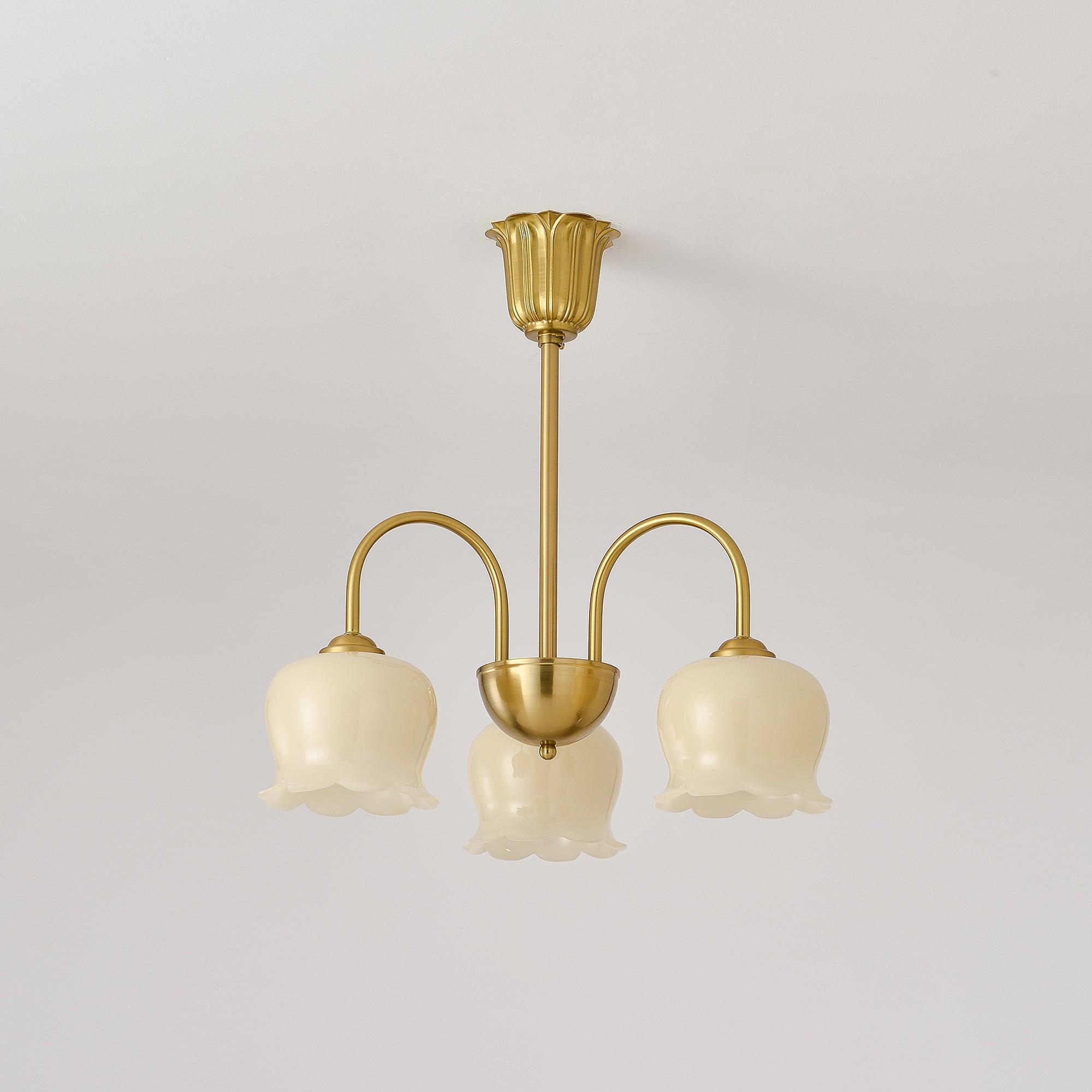 Arvella Chandelier Petal Glass Brass Floral Vintage-Neutral Decor