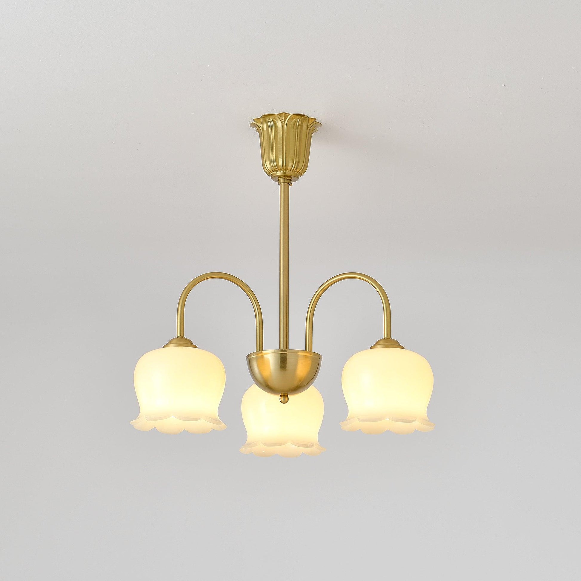 Arvella Chandelier Petal Glass Brass Floral Vintage-Neutral Decor