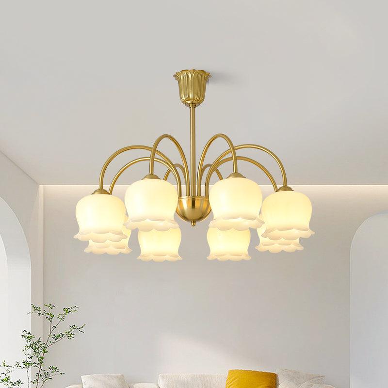 Arvella Chandelier Petal Glass Brass Floral Vintage-Neutral Decor
