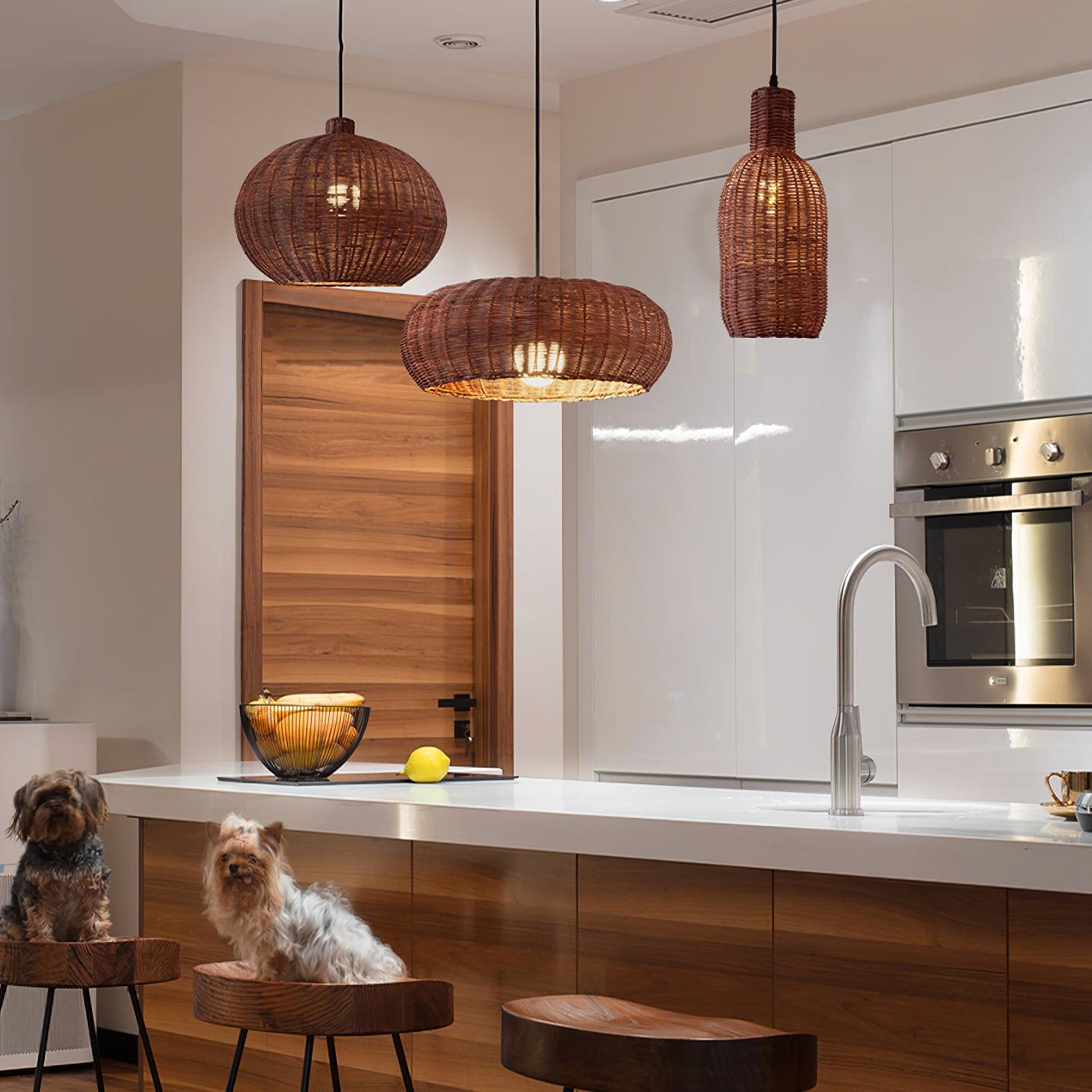 Socan Vintage Rattan Pendant Lamp-Neutral Decor