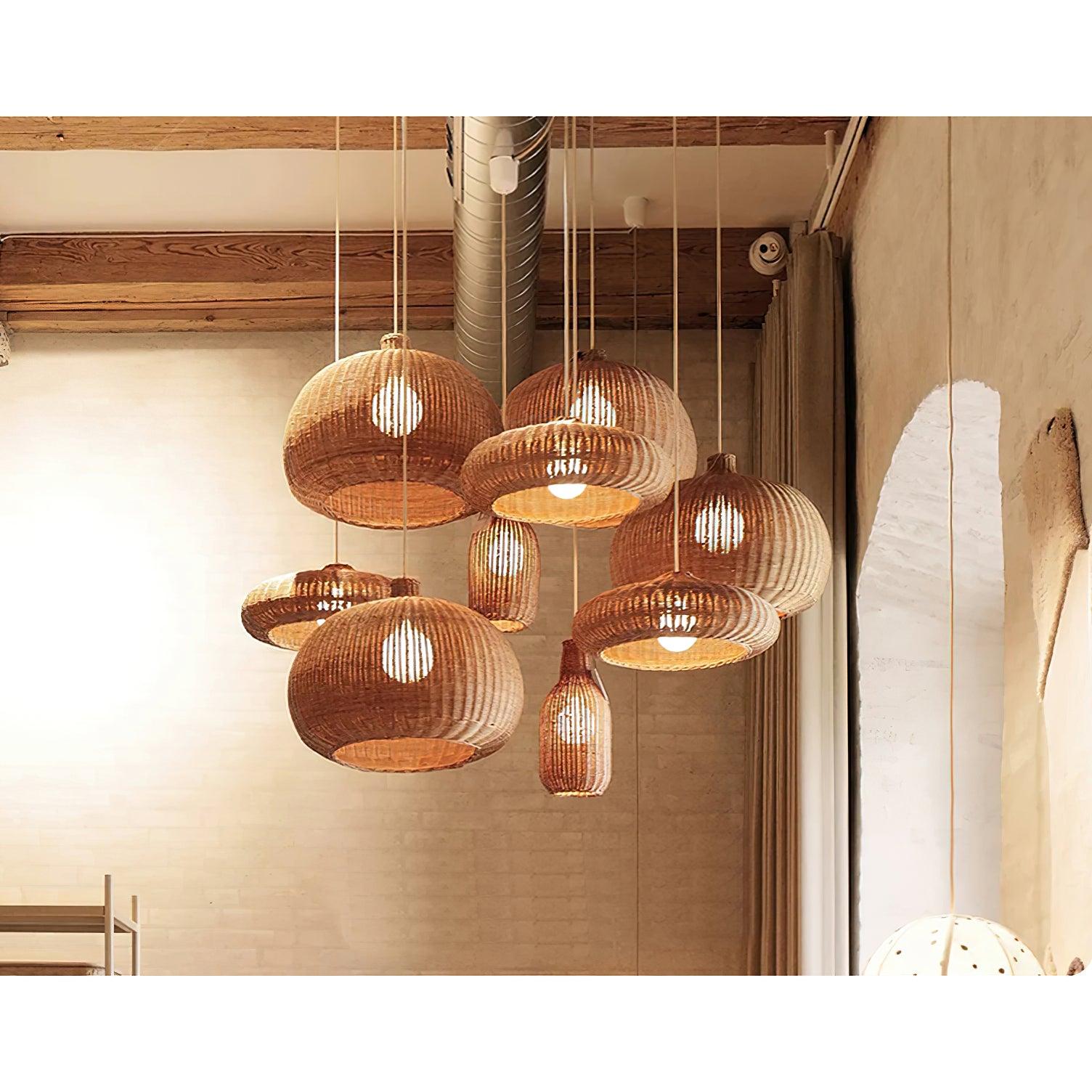 Socan Vintage Rattan Pendant Lamp-Neutral Decor