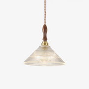 Arcara Vintage Ripple Glass Wood Pendant Lamp-Neutral Decor